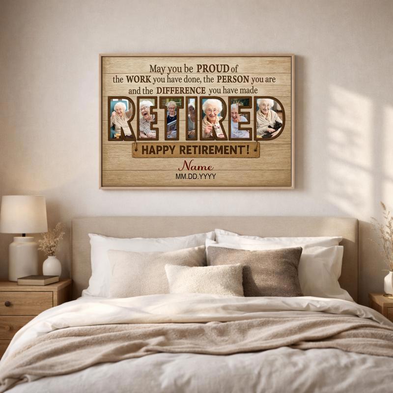Custom Farewell Retirement Photo Collage Canvas for Mom or Dad