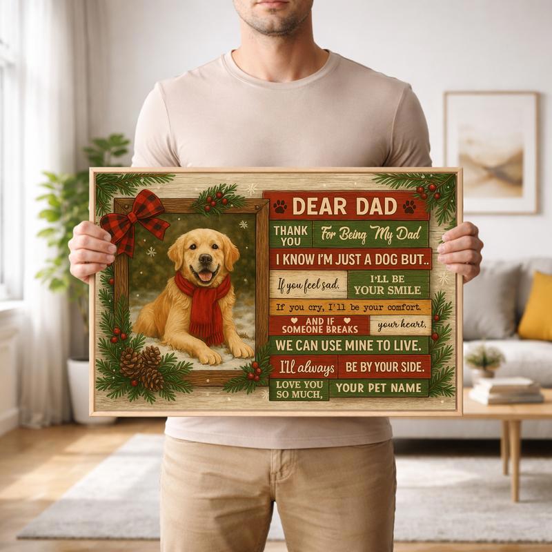 Dog Dad's Autumn Keepsake - Custom Farmhouse Portrait Canvas Dog Dad's Autumn Keepsake - Custom Farmhouse Portrait Canvas