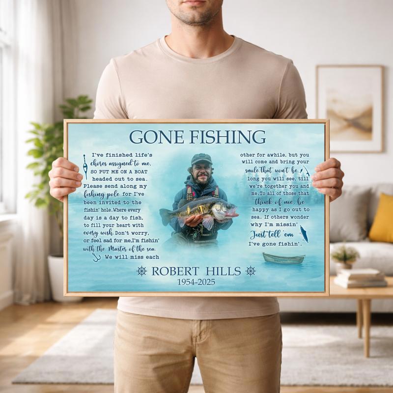Fisherman's Last Cast Memorial - Custom Photo Tribute Canvas