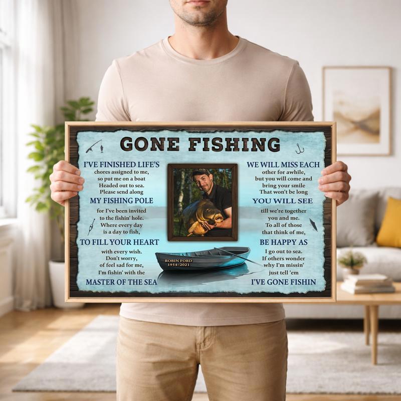Forever Fishing Memorial Canvas - Custom Name & Date Tribute