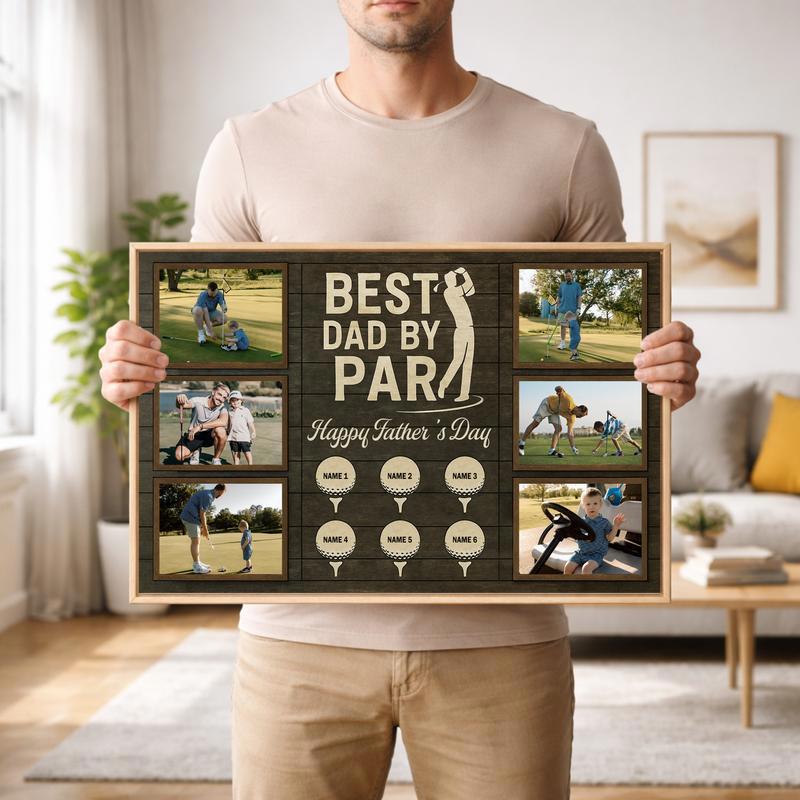 Golf Dad's Best by Par Custom Canvas - Father's Day Keepsake Gift