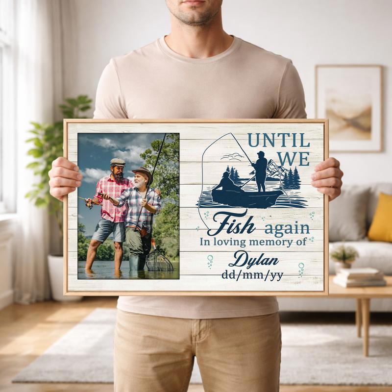 Fisherman Dad's Eternal Catch - Custom Memorial Tribute Canvas