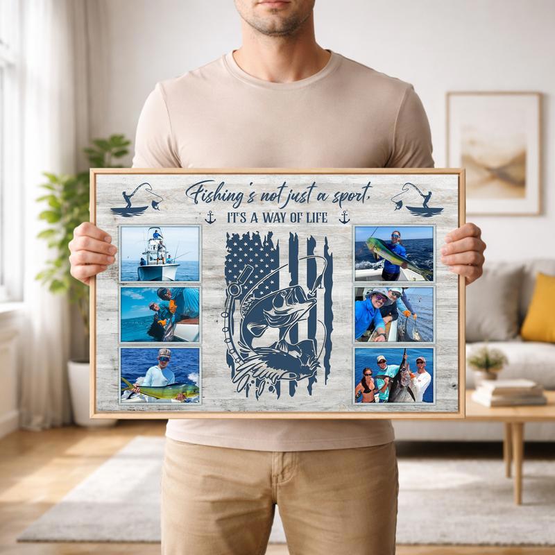 Reel in the Love - Custom Fishing Photo Collage Canvas for Him