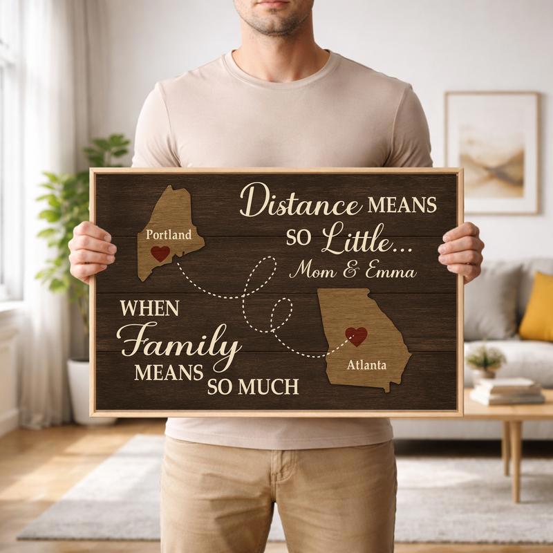 Miles Apart, Close at Heart - Custom Family Map Canvas Art