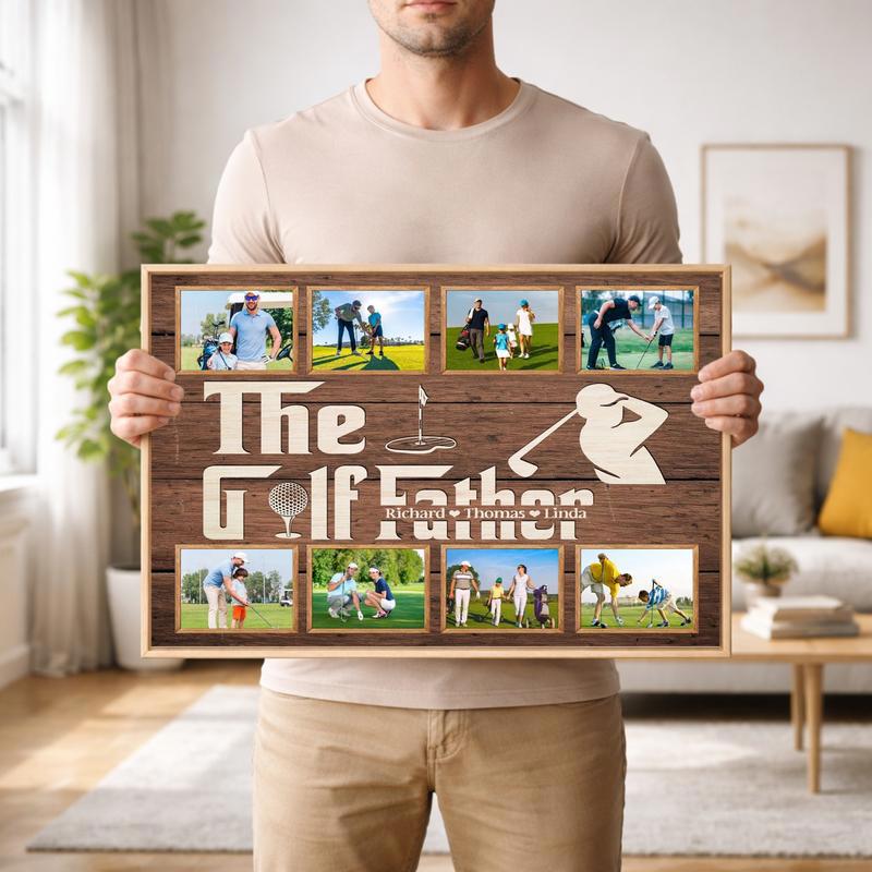 The Golf Father - Custom Photo Collage Wall Art Canvas