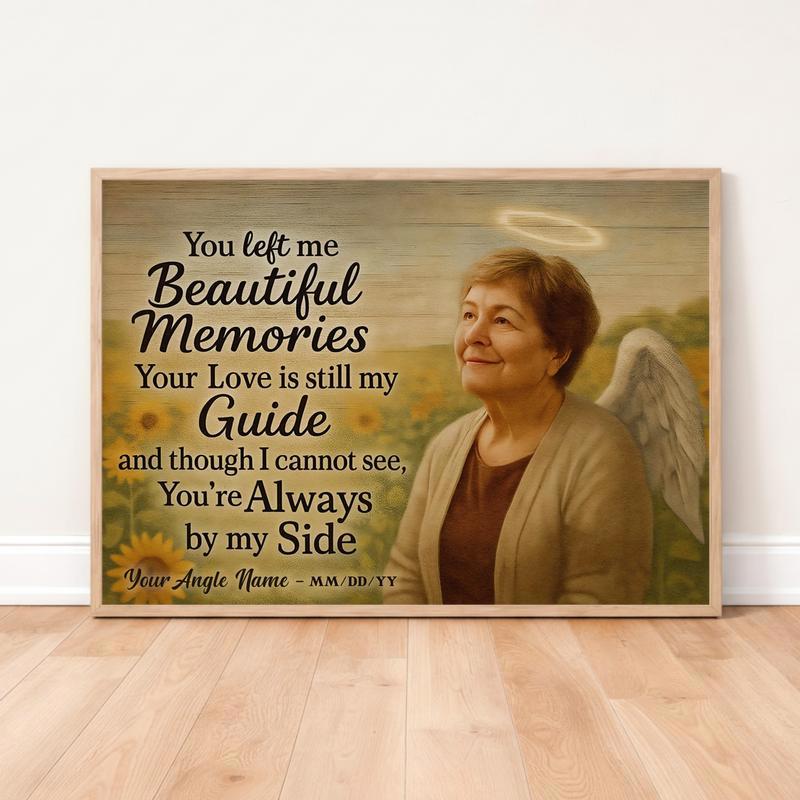 Angel Mom Sunflower Memorial - Personalized Sympathy Gift Canvas - Easessy
