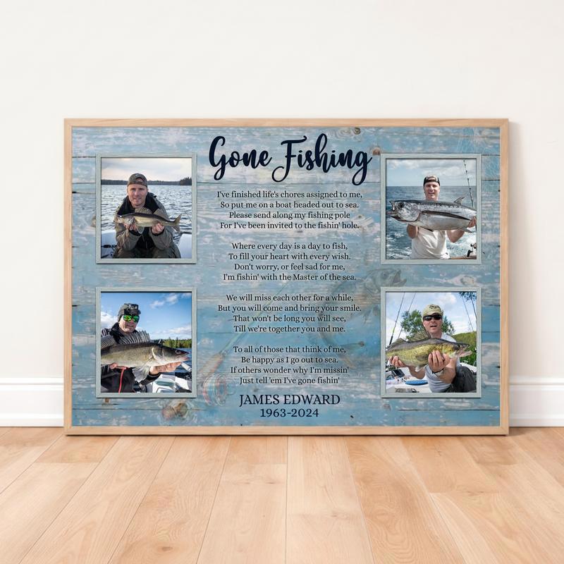 Fisherman's Last Cast Custom Photo Memorial Collage Canvas - Easessy