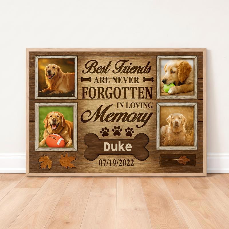 Forever Friends Fall Pet Memorial Photo Collage Canvas - Easessy