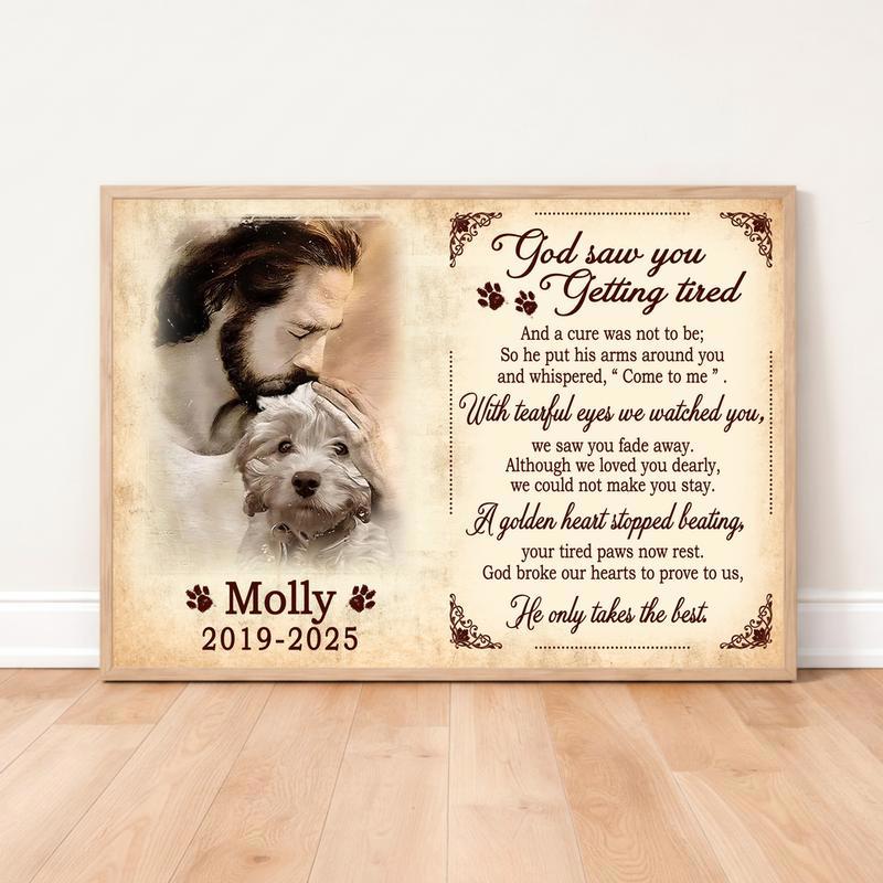 Heavenly Pet Portrait With Jesus & Angel Tribute Canvas - Easessy