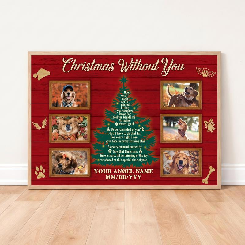 Holiday Dog Remembrance - Personalized Pet Loss Photo Canvas - Easessy