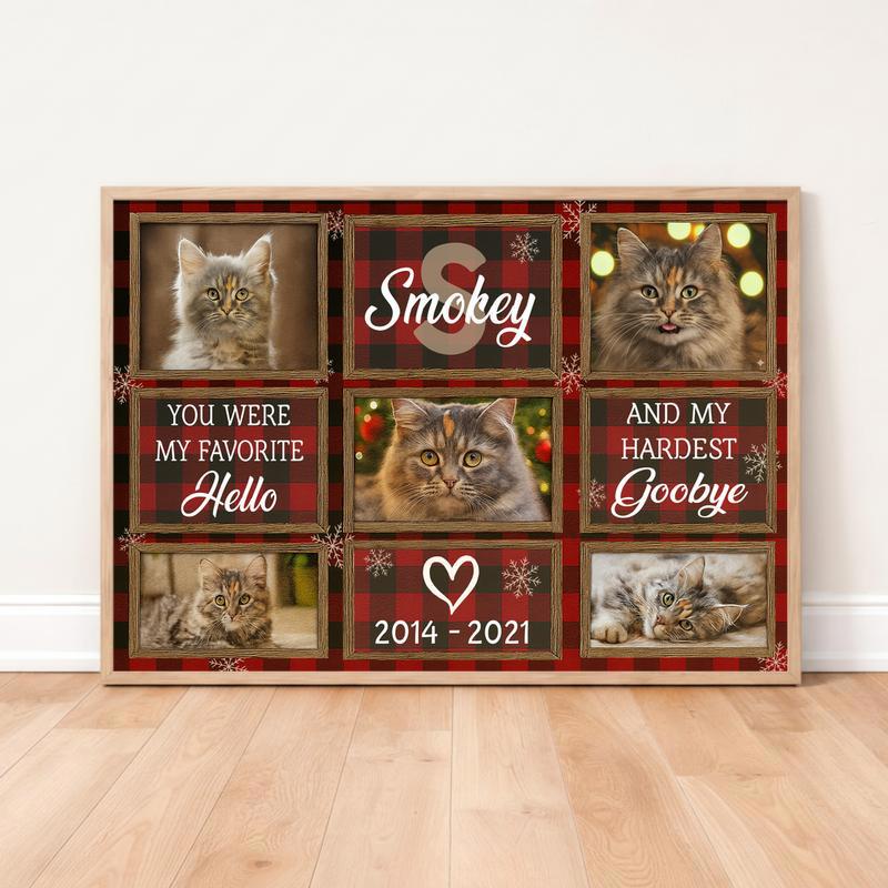 Holiday Memories Pet Loss Collage Custom Cat Memorial Canvas - Easessy