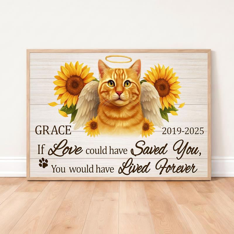 Sunflowers For a Sweet Soul - Custom Cat Memorial Portrait Canvas - Easessy