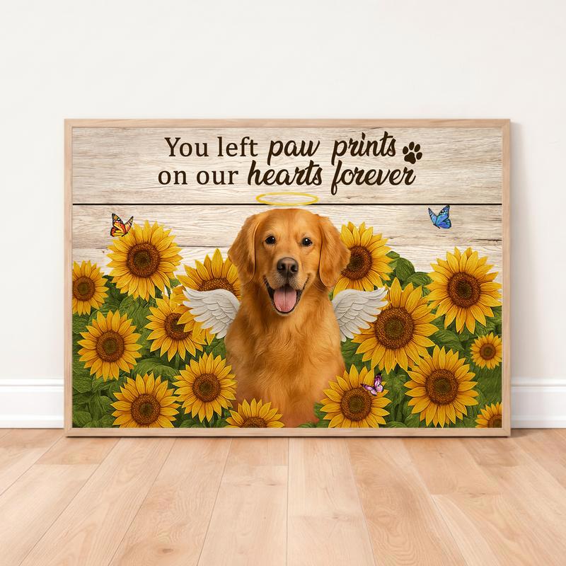 Sun-Kissed Pet Remembrance Sunflower Custom Dog Portrait Canvas - Easessy