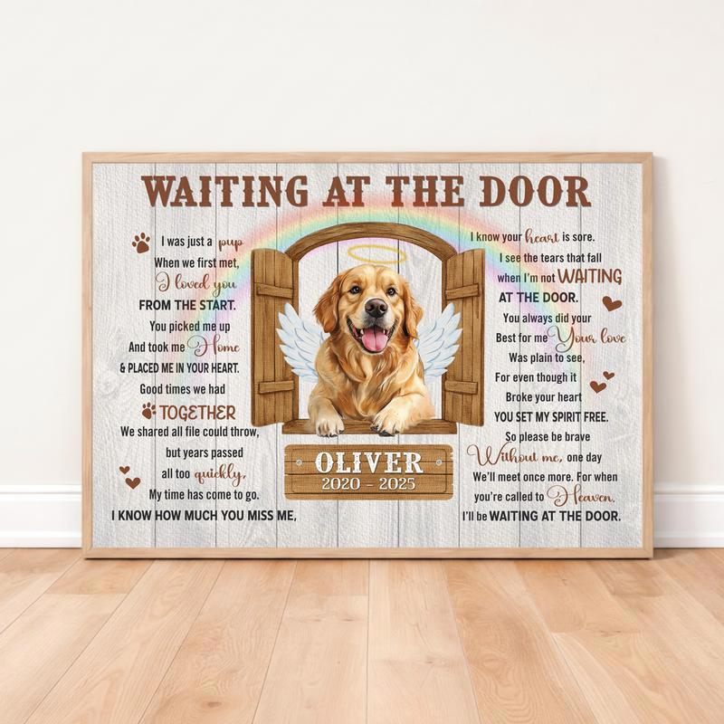 Waiting At The Door - Pet Loss Sympathy Gift, Personalized Canvas - Easessy