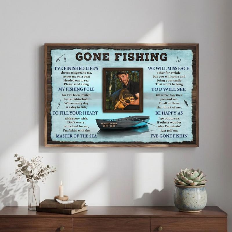 Eternal Peace For a Fisherman - Custom Memorial Photo Canvas Eternal Peace For a Fisherman - Custom Memorial Photo Canvas