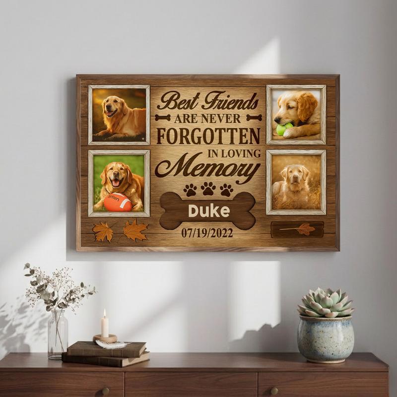 Forever Friends Fall Pet Memorial Photo Collage Canvas Forever Friends Fall Pet Memorial Photo Collage Canvas