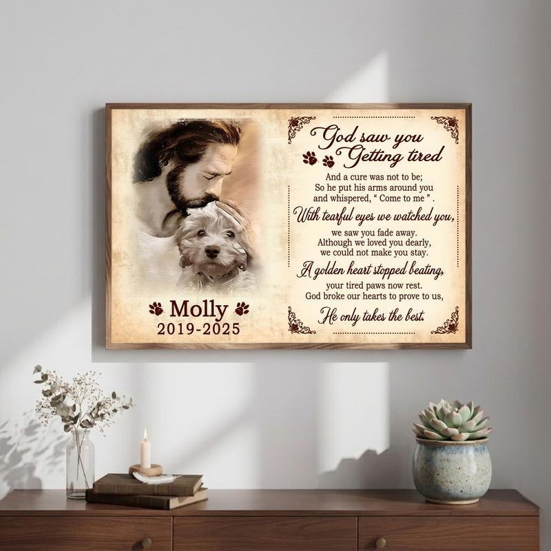 Heavenly Pet Portrait With Jesus & Angel Tribute Canvas Heavenly Pet Portrait With Jesus & Angel Tribute Canvas