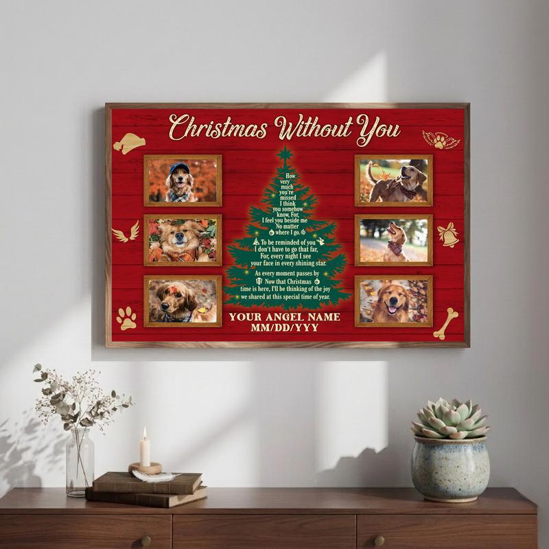 Holiday Dog Remembrance - Personalized Pet Loss Photo Canvas