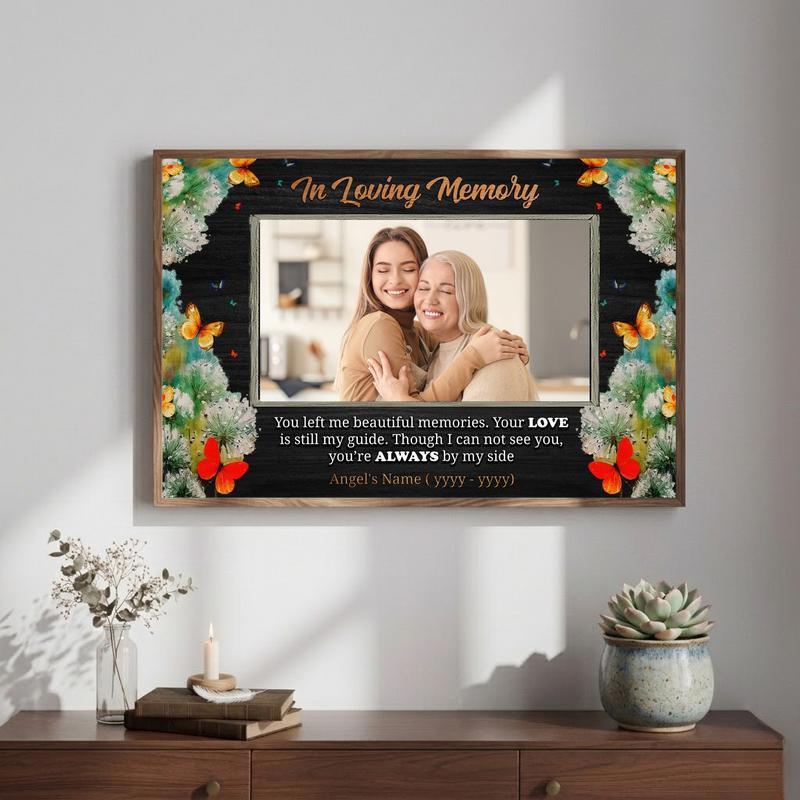 Honor Mom's Memory With Butterfly Floral Keepsake Canvas Honor Mom's Memory With Butterfly Floral Keepsake Canvas