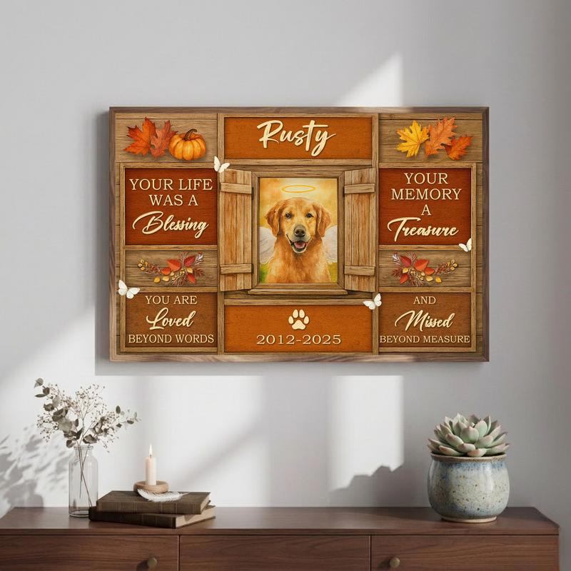 Rustic Autumn Remembrance Of Your Beloved Dog Memorial Canvas Rustic Autumn Remembrance Of Your Beloved Dog Memorial Canvas