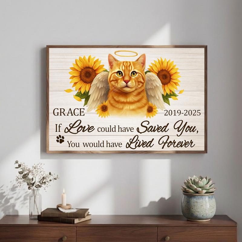 Sunflowers For a Sweet Soul - Custom Cat Memorial Portrait Canvas Sunflowers For a Sweet Soul - Custom Cat Memorial Portrait Canvas