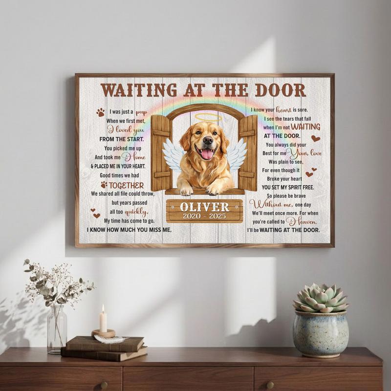 Waiting At The Door - Pet Loss Sympathy Gift, Personalized Canvas Waiting At The Door - Pet Loss Sympathy Gift, Personalized Canvas