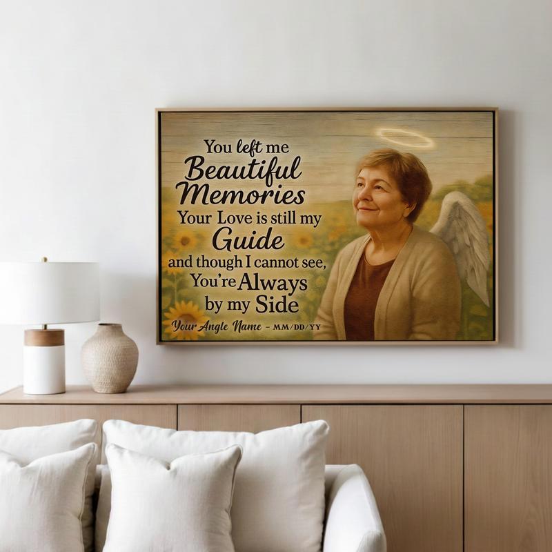 Angel Mom Sunflower Memorial - Personalized Sympathy Gift Canvas Angel Mom Sunflower Memorial - Personalized Sympathy Gift Canvas