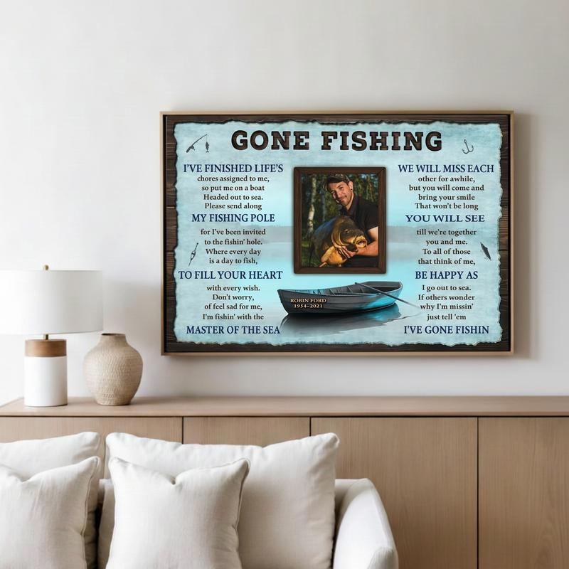 Eternal Peace For a Fisherman - Custom Memorial Photo Canvas Eternal Peace For a Fisherman - Custom Memorial Photo Canvas