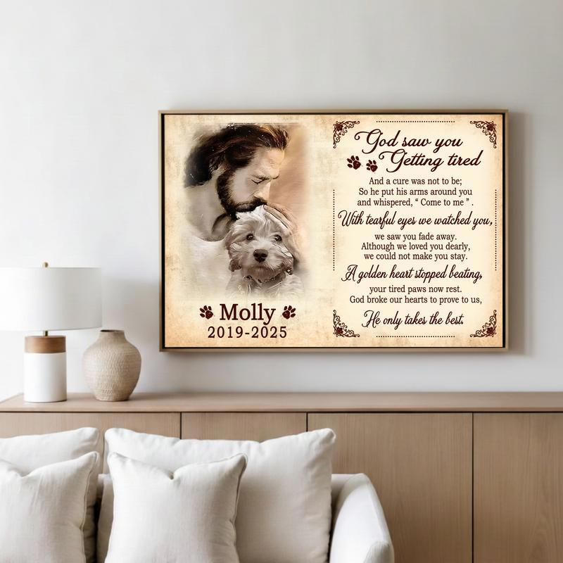 Heavenly Pet Portrait With Jesus & Angel Tribute Canvas Heavenly Pet Portrait With Jesus & Angel Tribute Canvas