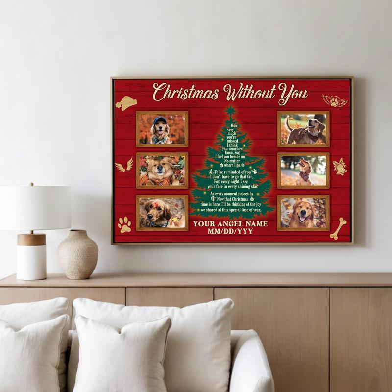 Holiday Dog Remembrance - Personalized Pet Loss Photo Canvas