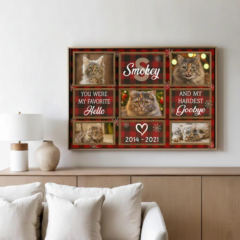 Holiday Memories Pet Loss Collage Custom Cat Memorial Canvas