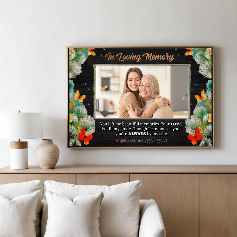 Honor Mom's Memory With Butterfly Floral Keepsake Canvas Honor Mom's Memory With Butterfly Floral Keepsake Canvas
