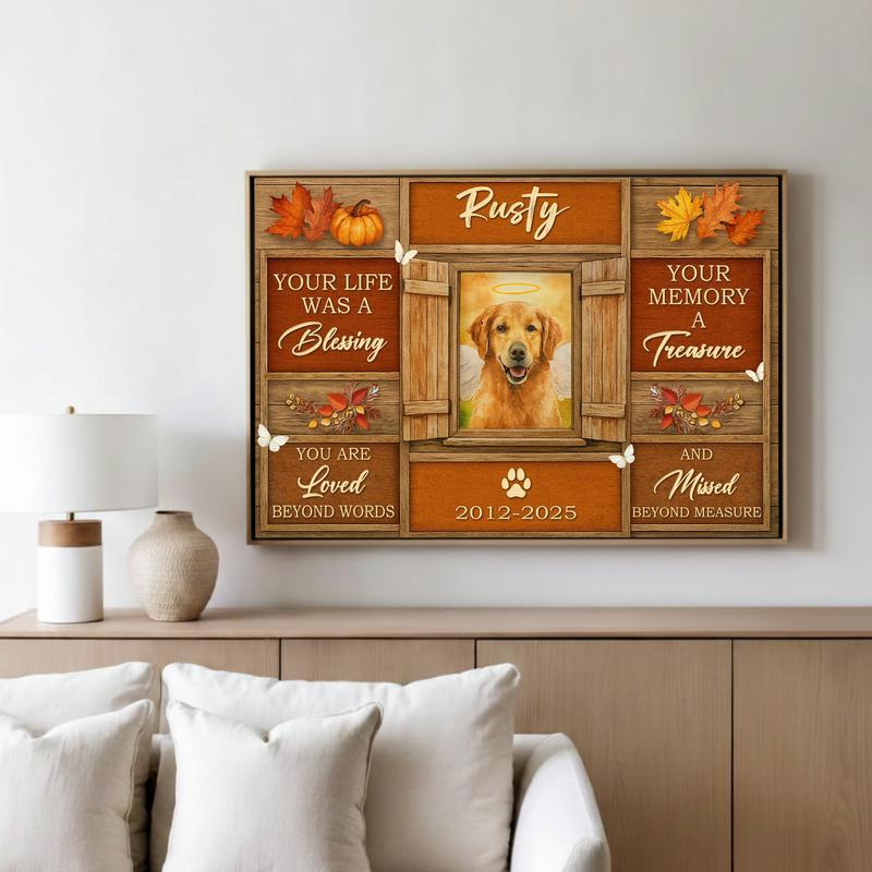 Rustic Autumn Remembrance Of Your Beloved Dog Memorial Canvas Rustic Autumn Remembrance Of Your Beloved Dog Memorial Canvas