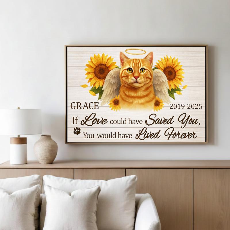 Sunflowers For a Sweet Soul - Custom Cat Memorial Portrait Canvas Sunflowers For a Sweet Soul - Custom Cat Memorial Portrait Canvas