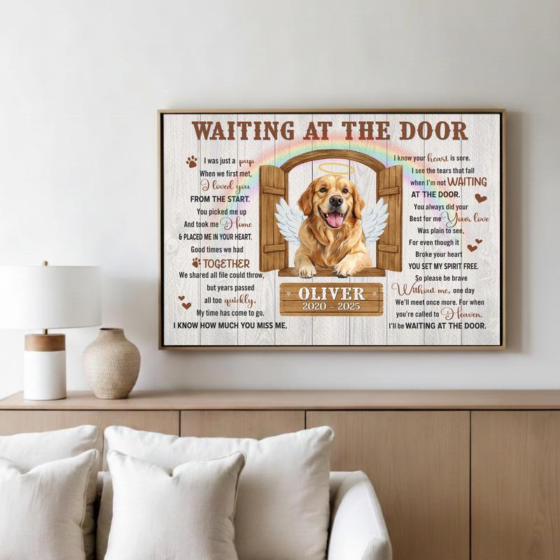 Waiting At The Door - Pet Loss Sympathy Gift, Personalized Canvas Waiting At The Door - Pet Loss Sympathy Gift, Personalized Canvas