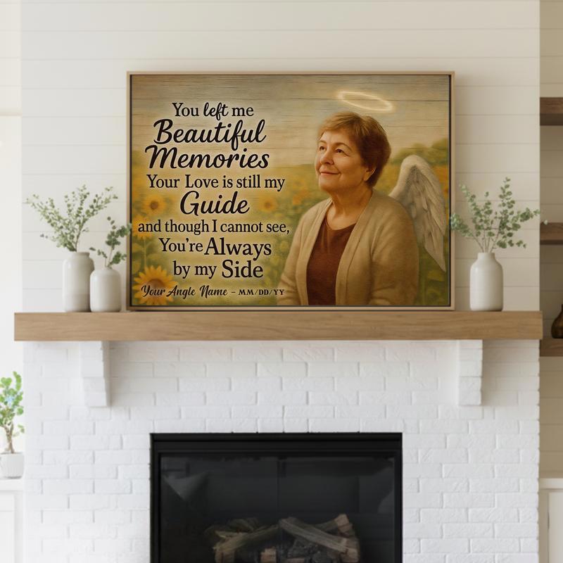Angel Mom Sunflower Memorial - Personalized Sympathy Gift Canvas Angel Mom Sunflower Memorial - Personalized Sympathy Gift Canvas