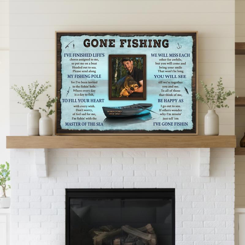 Eternal Peace For a Fisherman - Custom Memorial Photo Canvas Eternal Peace For a Fisherman - Custom Memorial Photo Canvas