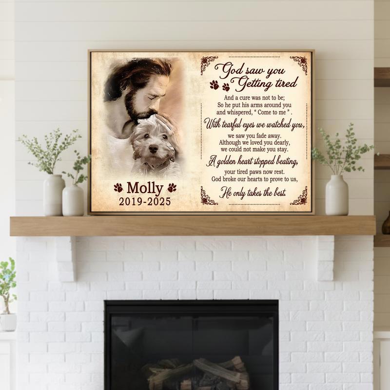 Heavenly Pet Portrait With Jesus & Angel Tribute Canvas Heavenly Pet Portrait With Jesus & Angel Tribute Canvas