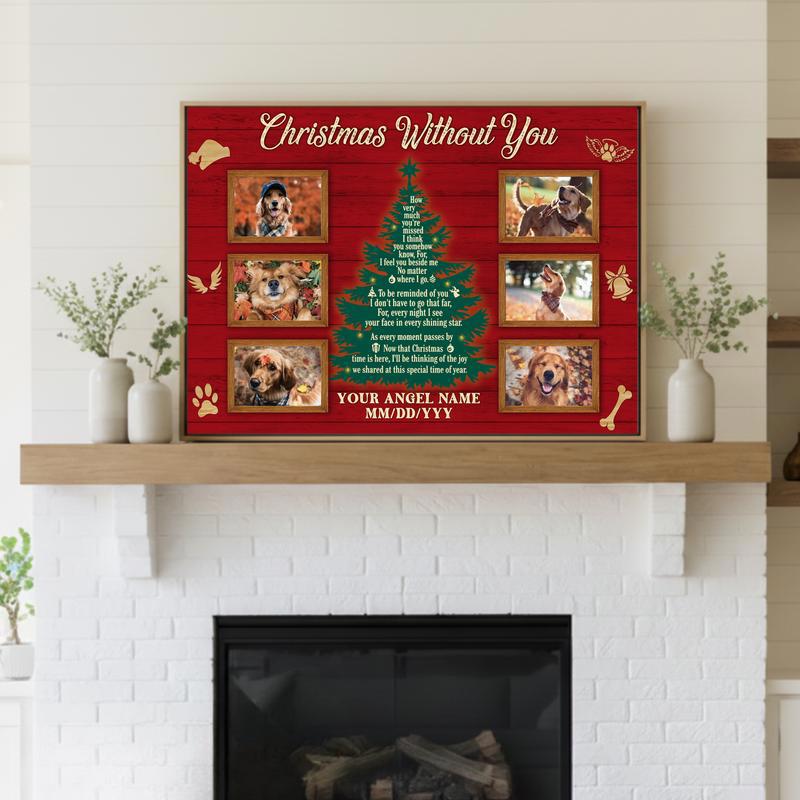 Holiday Dog Remembrance - Personalized Pet Loss Photo Canvas