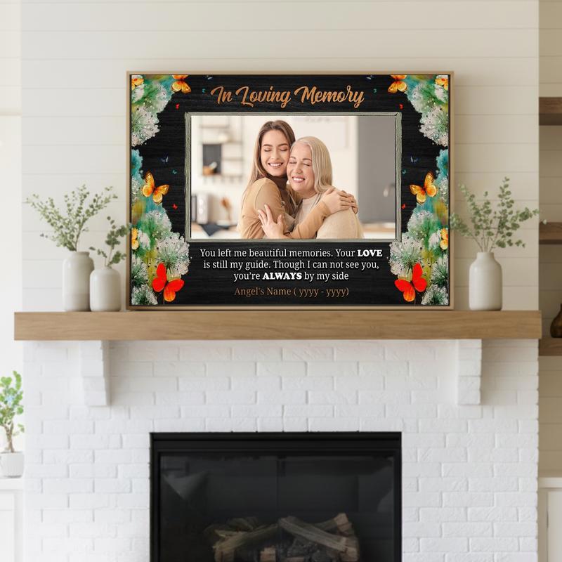 Honor Mom's Memory With Butterfly Floral Keepsake Canvas Honor Mom's Memory With Butterfly Floral Keepsake Canvas