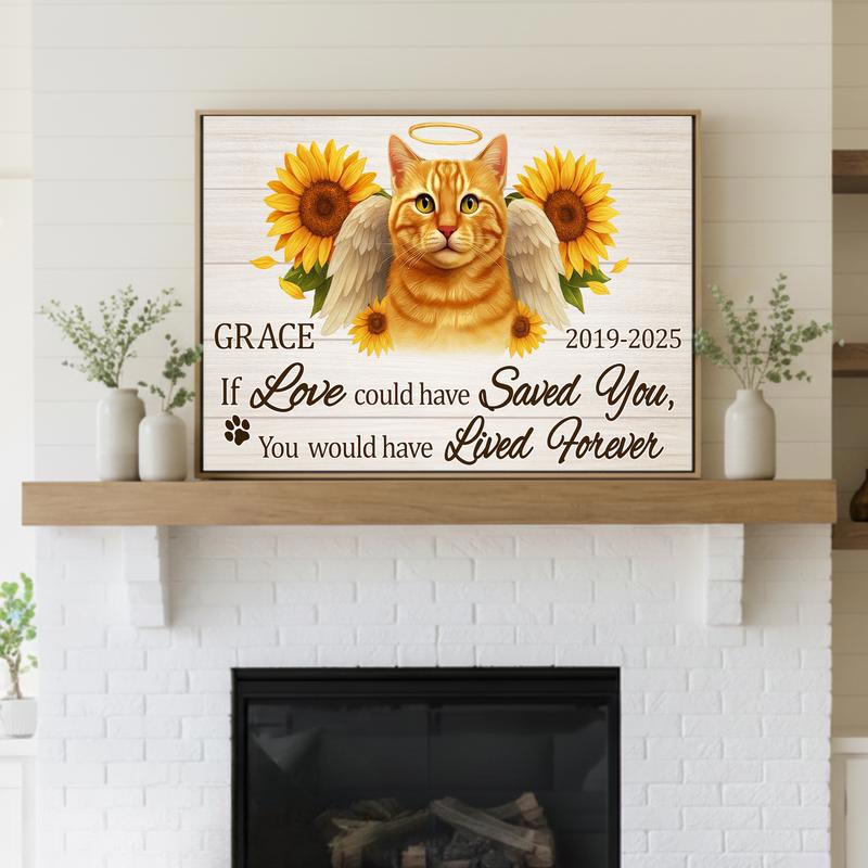 Sunflowers For a Sweet Soul - Custom Cat Memorial Portrait Canvas Sunflowers For a Sweet Soul - Custom Cat Memorial Portrait Canvas