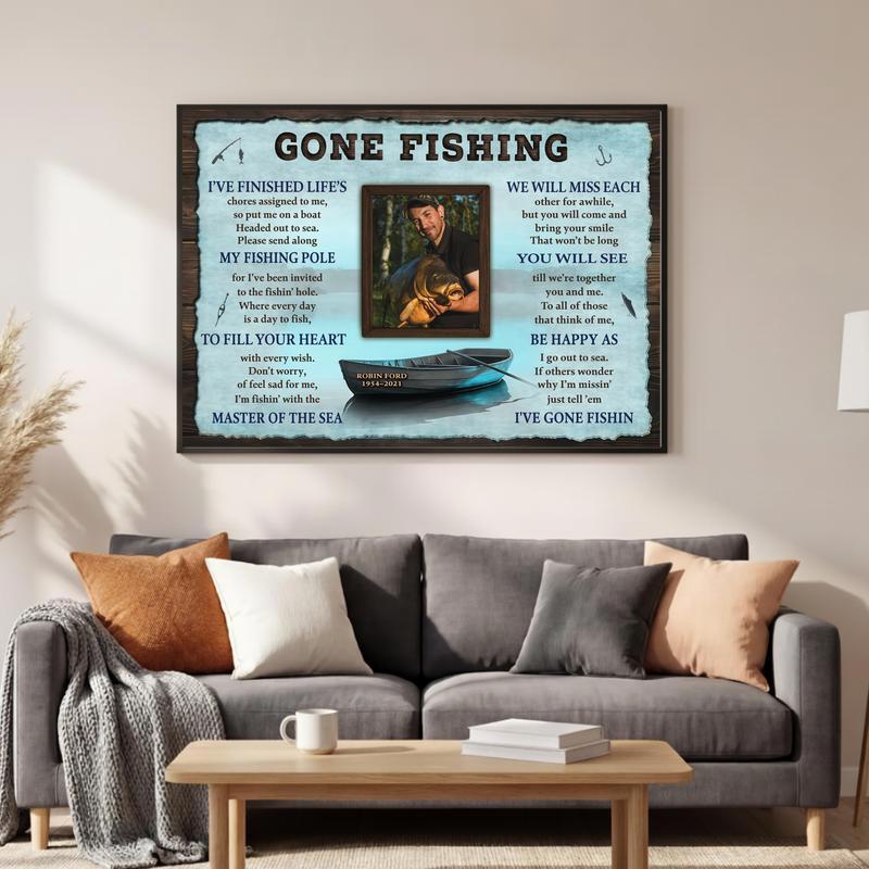 Eternal Peace For a Fisherman - Custom Memorial Photo Canvas Eternal Peace For a Fisherman - Custom Memorial Photo Canvas