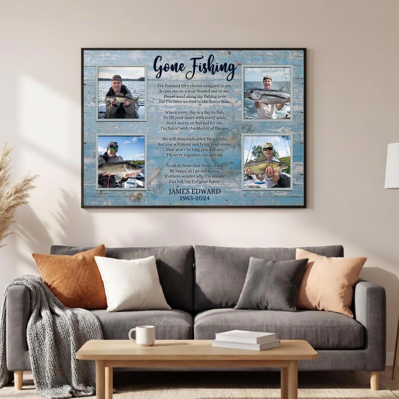 Fisherman's Last Cast Custom Photo Memorial Collage Canvas Fisherman's Last Cast Custom Photo Memorial Collage Canvas