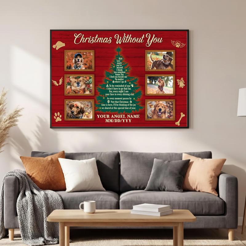 Holiday Dog Remembrance - Personalized Pet Loss Photo Canvas