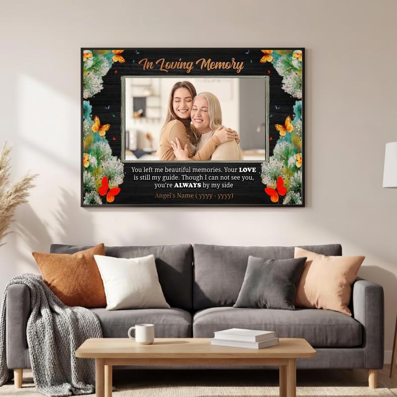 Honor Mom's Memory With Butterfly Floral Keepsake Canvas Honor Mom's Memory With Butterfly Floral Keepsake Canvas
