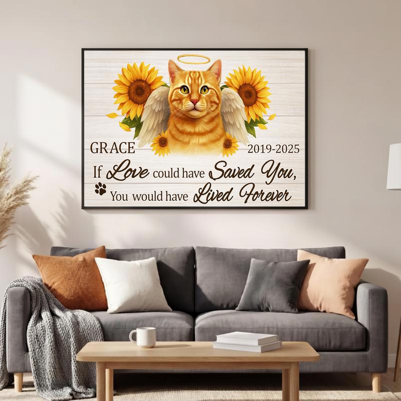 Sunflowers For a Sweet Soul - Custom Cat Memorial Portrait Canvas Sunflowers For a Sweet Soul - Custom Cat Memorial Portrait Canvas