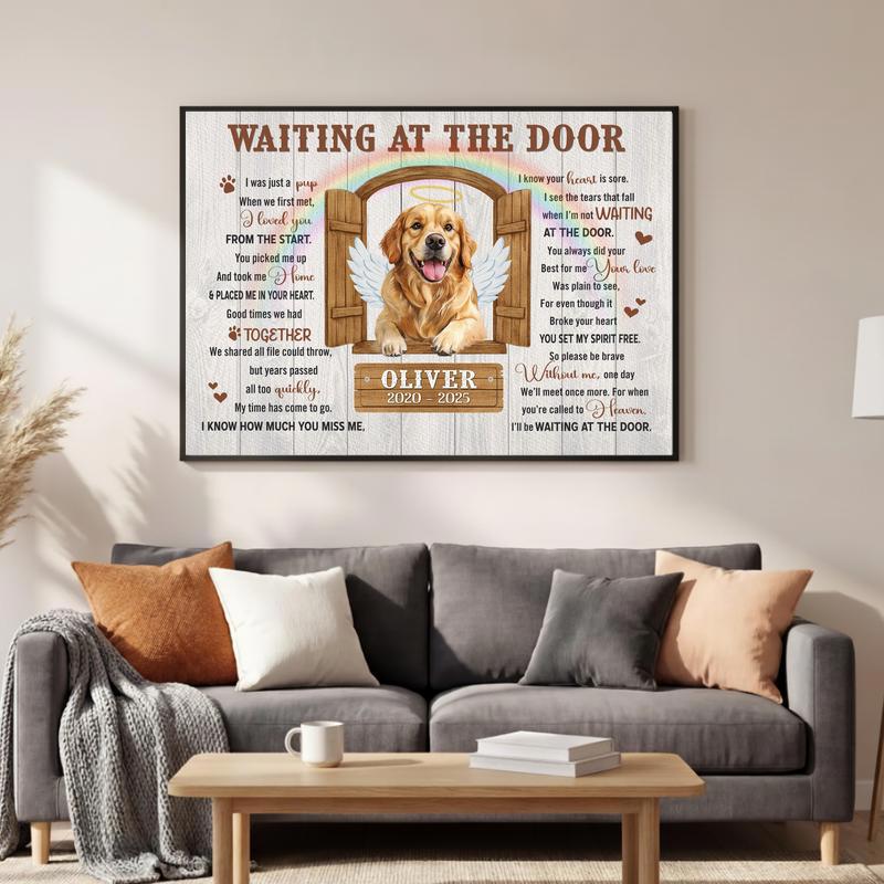 Waiting At The Door - Pet Loss Sympathy Gift, Personalized Canvas Waiting At The Door - Pet Loss Sympathy Gift, Personalized Canvas