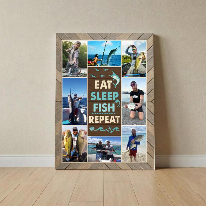 Reel in the Love - Custom Fishing Memory Photo Collage Canvas - Father's Day Fun