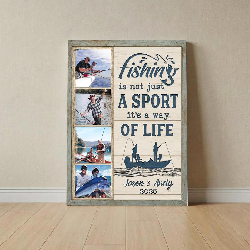Fisherman's Coastal Memory Canvas - Custom Photo Collage Gift - Father's Day Fun