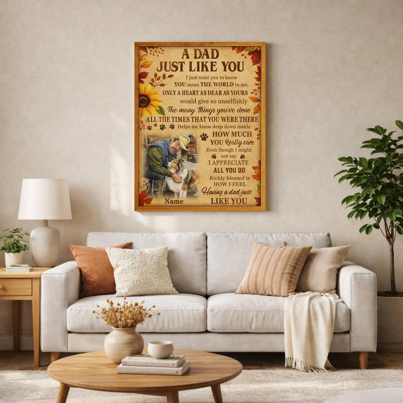 Dog Dad Photo Tribute - Autumn Farmhouse Canvas Gift
